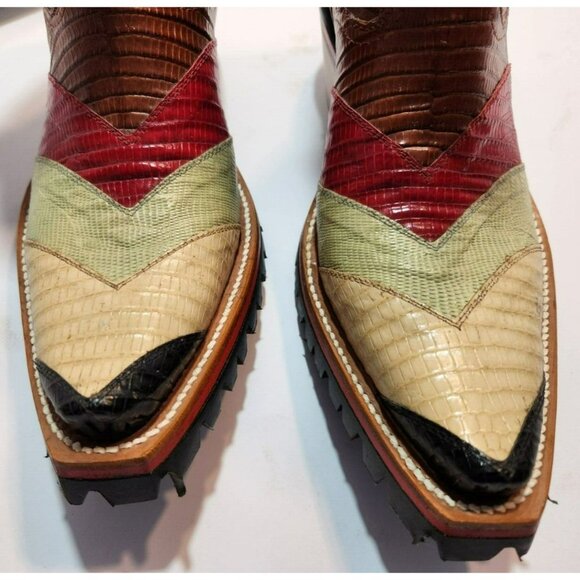 Mario Garcia Mens Handmade Custom Multicolored Lizard Boots 8.5B Oil Resistant - Picture 5 of 15